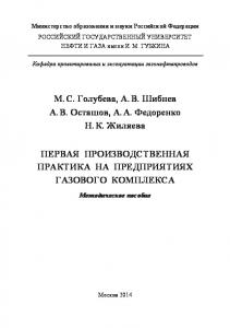 Голубева М.С. и др. Первая произв. практика на предпр.  газового комплекса