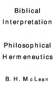 Biblical interpretation and philosophical hermeneutics