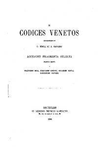 Catalogus Codicum Astrologorum Graecorum. Codices Venetos