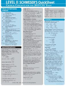 CFA 2019 Schweser - Level 2 Schweser’s QuickSheet: CRITICAL CONCEPTS FOR THE 2019 CFA EXAM