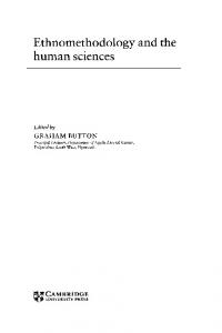 Ethnomethodology and the Human Sciences