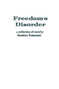 Freedom’s Disorder: A Collection of Texts by Massimo Passamani