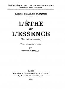 L être et l’essence (De ente et essentia)