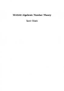 MA3A6 Algebraic Number Theory