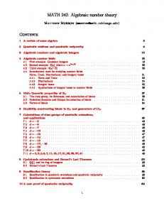 MATH 242: Algebraic number theory