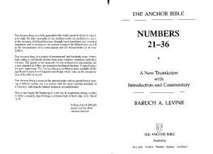 Numbers 21-36 (Anchor Bible)