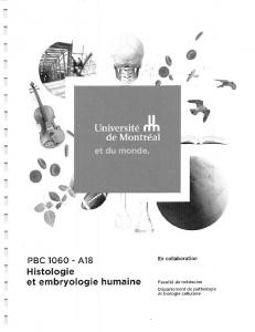 PBC 1060 - Histologie et embryologie humaine