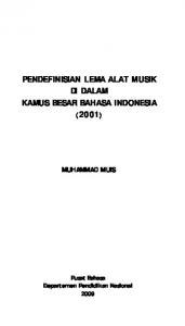 Pendefinisian Lema Alat Musik di dalam Kamus Besar Bahasa Indonesia (2001)