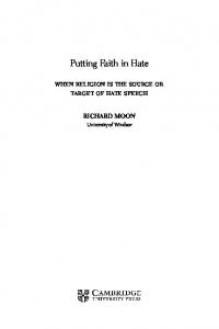 Putting Faith in Hate. When Religion Is the Source or Target of Hate Speech