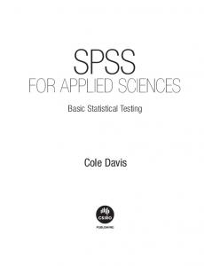 SPSS for Applied Sciences. Basic Statistical Testing