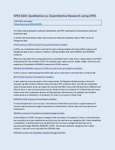 SPSS Skills- Qualitative and Quantitative Research using SPSS