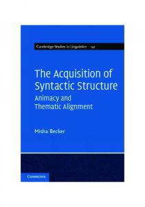 The Acquisition of Syntactic Structure: Animacy and Thematic Alignment