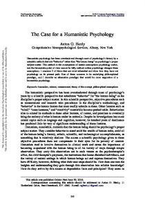 The Case for a Humanistic Psychology