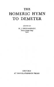 The Homeric Hymn to Demeter