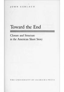 Toward the End Closure and Structure in the American Short Story