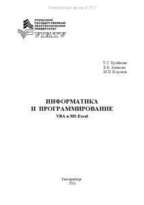 Информатика и программирование. VBA в MS Excel