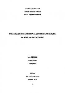 Woman and Love in Medieval Courtly Literature: The Real and the Fictional